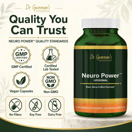 Vista 4 de Neuro Power - Liposomal - Apoyo Integrativo del Dr. Gumman para el cerebro, los nervios y la mente