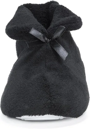 Vista 2 de MUK LUKS Botas de microchenilla con lazo de satén para mujer Negro