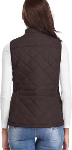Vista 5 de Fuinloth - Chaleco acolchado para mujer, diseño de cuello alto, ligero, con cierre
