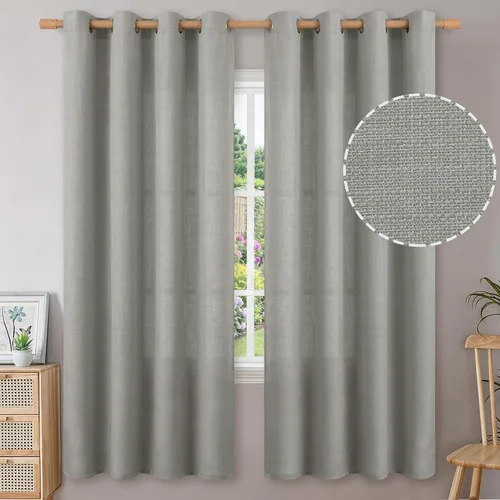 Vista 79 de BGment Cortinas de Lino Beige de 63 Pulgadas de Largo 2 Paneles - Tratamientos para Ventanas con Textura de Arpillera Filtrantes de Luz Cortinas