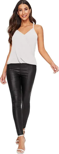 Vista 7 de SheIn - Camiseta envolvente con diseño retorcido en la parte delantera para mujer, camiseta sin mangas y tirantes delgados