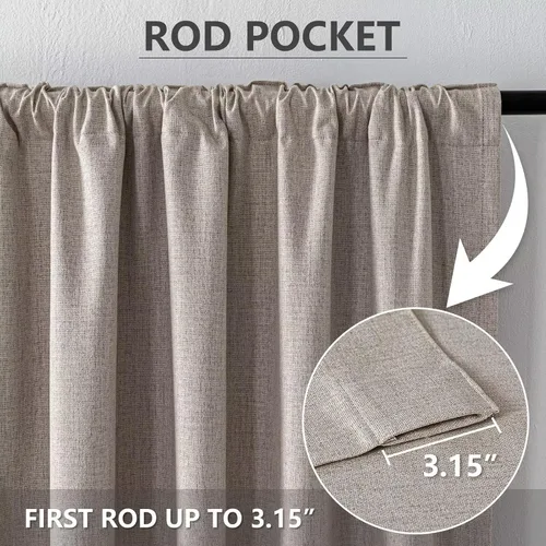 Vista 3 de Cortinas opacas para sala de estar, cortinas 100% opacas de 90 pulgadas de largo, juego de 2 paneles de 2 paneles, con aislamiento térmico, pestaña