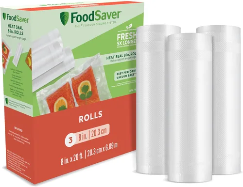 Vista 11 de FoodSaver Bolsas selladoras al vacío de longitud personalizada, paquete múltiple, 5 rollos para almacenamiento hermético de alimentos y Sous Vide