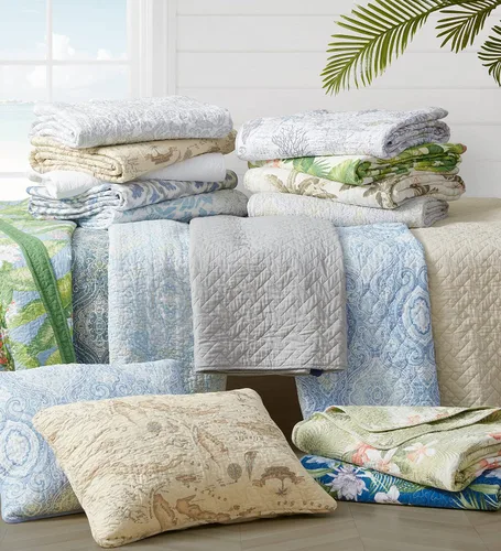 Vista 13 de Tommy Bahama - Juego de edredón de tamaño queen, ropa de cama reversible de algodón con funda de almohada a juego, juego de ropa de cama súper suave