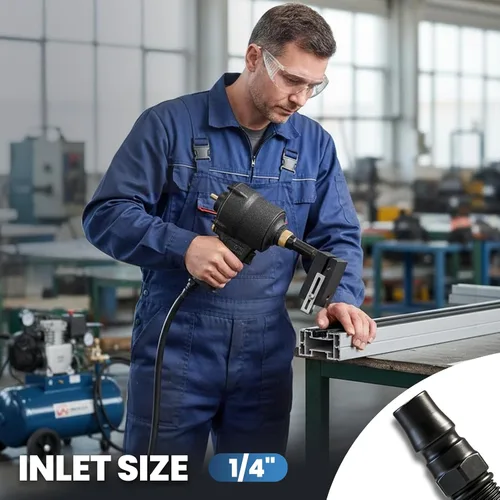 Vista 3 de NEWTRY Perforadora neumática de 0.197 in perforadora de orificio de aire industrial, herramienta de brida perforadora de mano de metal profundo