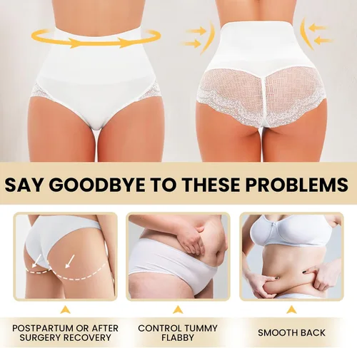 Vista 5 de Ropa interior con control de abdomen para mujer, con encaje de cintura alta, moldeador de cuerpo, sin costuras