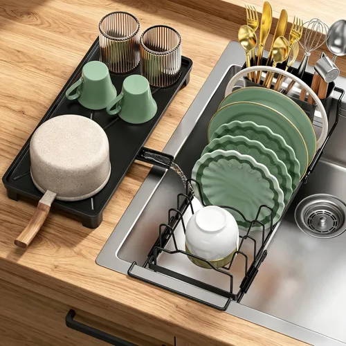 Vista 8 de masadi Escurridor de platos pequeño, escurridor compacto para encimera de cocina