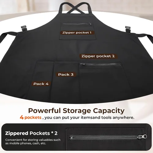 Vista 5 de Noverlife Hair Stylist Apron with 4 Pockets, Hair Resistant 34 Inch Long Hairdresser Aprons w/Adjustable Strap for Salon