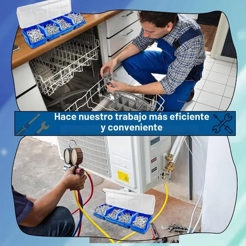 Vista 4 de Caja organizadora de tornillos de 8 piezas, caja de piezas de tornillo con 4 compartimentos, tapa translúcida, contenedores de herramientas