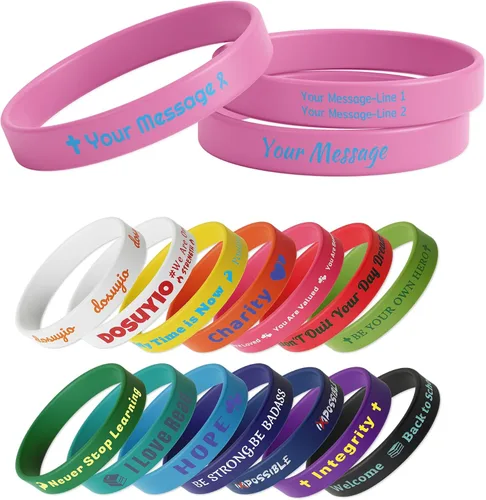 Vista 11 de Custom Rubber Bracelets – 0.5” Wide Personalized Silicone Wristbands for Parties, Awareness, Events & Celebrations