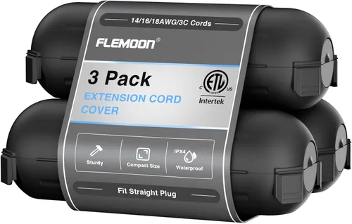 Vista 10 de Flemoon [Paquete de 3] Cubierta de cable de extensión para exteriores, impermeable, resistente a la intemperie, caja de conexión eléctrica
