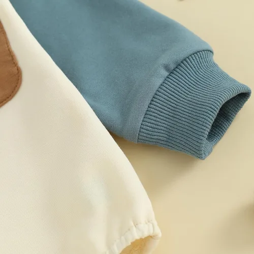 Vista 59 de Mameluco de manga larga con bloques de color para bebé, niño, niña, con bolsillo, cuello redondo, sudadera básica para otoño e invierno