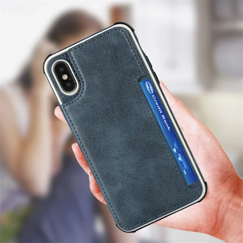 Vista 8 de iCoverCase Compatible con iPhone X/XS Wallet Funda para teléfono con tarjetero y correa para la muñeca de piel sintética con función atril a prueba
