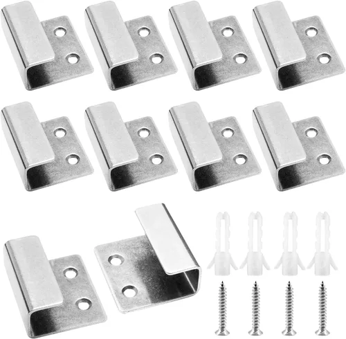 Vista 8 de Luomorgo 10 Piezas Colgador de Pared para Exhibición de Azulejos, Ganchos de Soportes de Montaje en Pared de Acero Inoxidable, Colgador de Azulejos