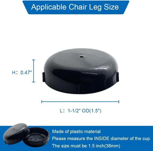 Vista 2 de Protector deslizante de silla de hierro forjado para muebles de patio, patas de mesa, patas de mesa, 1-1/2 pulgadas de diámetro, accesorios