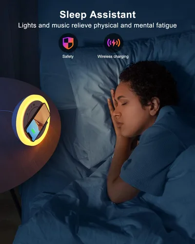 Vista 3 de Swarmir Altavoz Bluetooth con luces, altavoz de carga inalámbrica, las mejores ideas de regalo de cumpleaños para adolescentes, aplicable