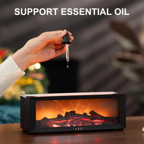 Vista 3 de Difusor de aceite esencial de aroma para chimenea, humidificador ultrasónico de 5.1 fl oz, difusor de aroma con control remoto y temporizador