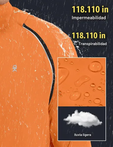 Vista 5 de Little Donkey Andy - Chaqueta de ciclismo extraíble para hombre Capucha desmontable-naranja
