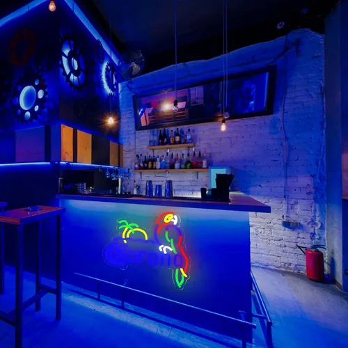 Vista 6 de Coron Letrero de Neón de Loro Luces de Neón para Decoración de Bar, Luces de Cerveza de Palmera Letrero de Neón LED Regulable Letreros Luminosos