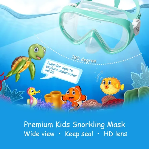 Vista 2 de Juego de esnórquel para niños, máscara de buceo para niños, gafas de natación antivaho y equipo de esnórquel seco para niños y niñas de 4 a 14 años