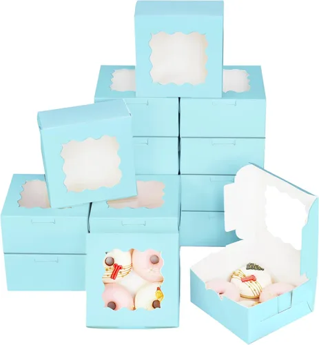 Vista 11 de Bakepacker 100 piezas Cajas Negras para Galletas 6x6x3 pulgadas Fácil Montaje Cajas de Pastelería Macarrones Cajas de Panadería con Ventana