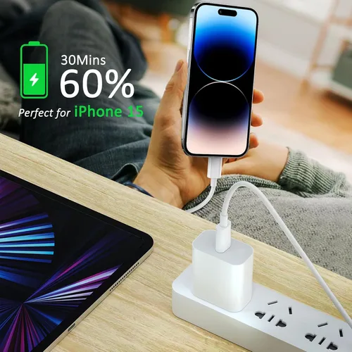 Vista 3 de Paquete de 2 cables de carga USB C a USB C de 3 pies y 60 W, cable de carga rápida tipo C a tipo C, para iPhone 16 E/17/Air/15/Pro/Plus/Pro Max