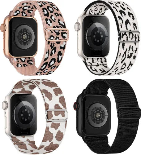 Vista 45 de 4 Pack Stretchy Solo Loop Compatible with Apple Watch Bands Women Men