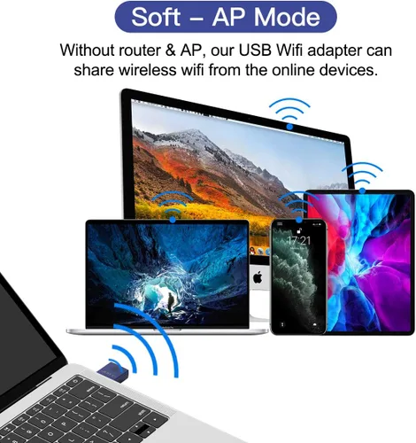 Vista 9 de EDUP Adaptador USB Bluetooth WiFi para PC, Adaptador Bluetooth 4.0, Adaptador de Red USB Nano Inalámbrico 2.4Ghz 150Mbps, Solo Compatible