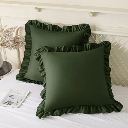 Vista 23 de KKJIAF Paquete de 2 fundas de almohada con volantes de 18 x 18 pulgadas