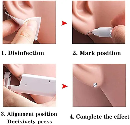 Vista 6 de Lishae 2 Pack Self Ear Piercing Gun Disposable Self Ear Piercing Kit Safety Ear Piercing Gun Kit Tool with Earring Studs