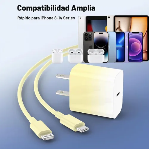 Vista 5 de GREPHONE Cargador para iPhone de carga rápida, Cargador de pared USB C de 20 W PD de 4 unidades con cable de carga rápida de 1.8 m - Cargador rápido