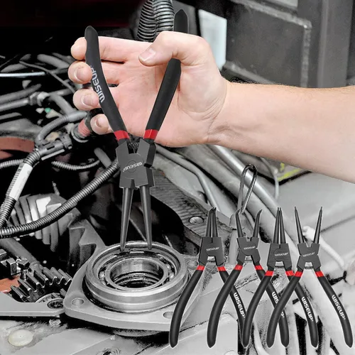 Vista 7 de WISEUP Juego de alicates de anillo a presión, 4 piezas de 7 pulgadas, kit de alicates de circlip interno/externo de 7 pulgadas, puntas de mandíbula
