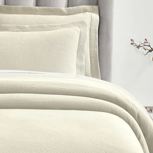 Vista 38 de Superior Fleur De Lis - Juego de colcha de algodón de 3 piezas, decoración de cama para el hogar, colcha decorativa con textura, 2 fundas de Granate