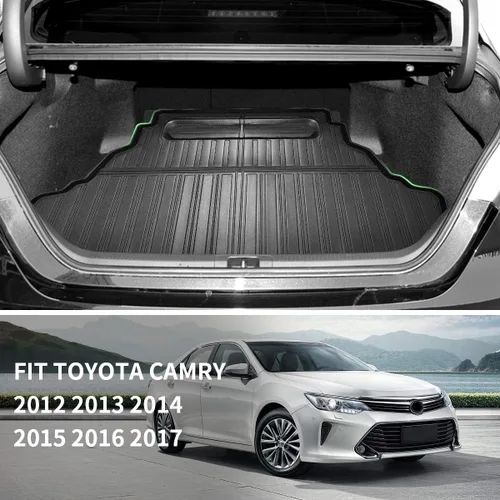 Vista 7 de Alfombrillas de piso de 2 filas y revestimiento de carga compatibles con Camry 2012-2017, alfombrillas de goma para todo tipo de clima, negras