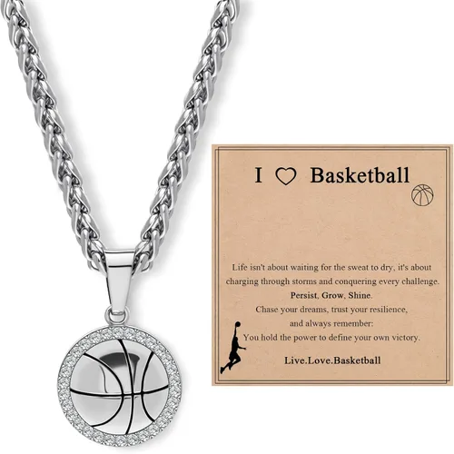 Vista 14 de Collar con colgante deportivo para hombres, mujeres, adolescentes, fútbol, baloncesto, béisbol, fútbol, deportes, regalos para fanáticos del