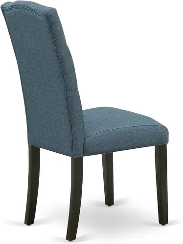 Vista 11 de East West Furniture DLCE3-BLK-21 - Juego de mesa de comedor de 3 piezas que contiene una mesa de comedor redonda con gotas y 2 sillas tapizadas