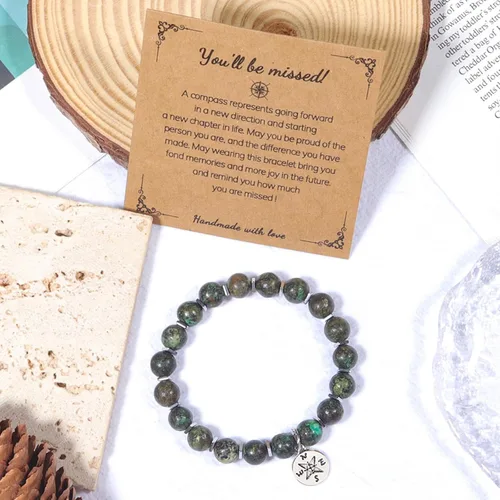 Vista 4 de Long tiantian Regalos de jubilación para compañeras de trabajo, pulsera de brújula de piedra natural para despedida, despedida de despedida