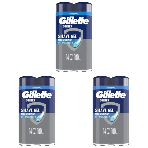 Vista 9 de Gillette Gel de afeitado hidratante Series 3X, 6 unidades, 7 onzas cada uno, lubricación para proteger contra la irritación, azul-blanco, 7 onzas
