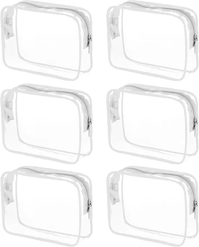 Vista 10 de Bolsas de cosméticos transparentes para mujeres y hombres, bolsas de aseo impermeables, bolsas de maquillaje de PVC, estuche organizador