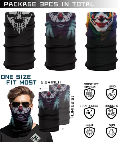 Vista 2 de Neck Gaiters,Sun UV Protection Seamless Skull Bandanas,Gator Joker Face Cover Scarf Mask for Men Women outdoor sports