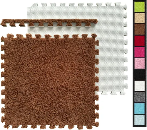 Vista 21 de 12 piezas de baldosas de alfombra de espuma entrelazadas para niños con borde, cuadrados gruesos de alfombra de felpa, tapetes de juego para el Negro