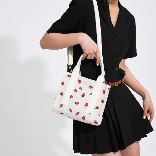 Vista 2 de LIERWOI Bolsa de pana pequeña y bonita bolsa cruzada para mujer, mini bolso de mano Kawaii Hobo con cremallera