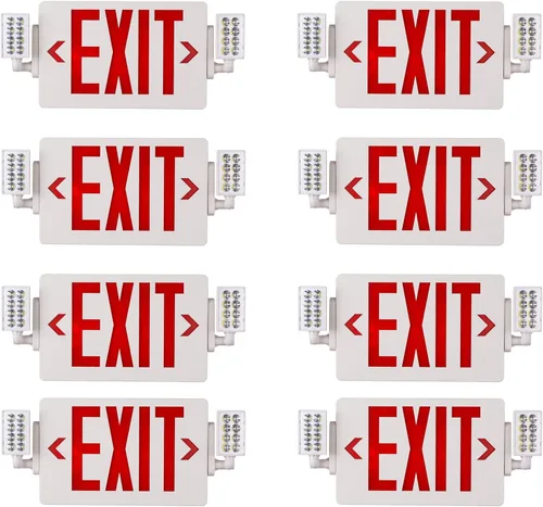 Vista 9 de Paquete de 1 letrero de salida con certificación UL con luces de emergencia, dos luces LED de salida de emergencia de cabeza ajustable con batería