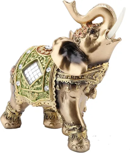 Vista 8 de KUIDAMOS Elefante elegante de color latón, figura de la suerte de riqueza para oficina, decoración del hogar, escultura, regalo, figuras de animales