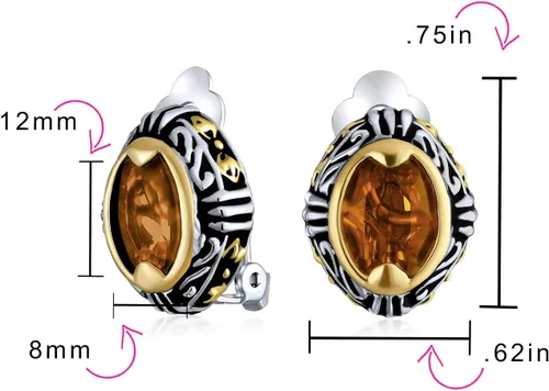 Vista 4 de Bali Balinese Negro Cristal Transparente Vines Pergamino Medio Clip En Pendientes Pendientes No Perforados Orejas Para Mujeres Negro Oxidada Plateado