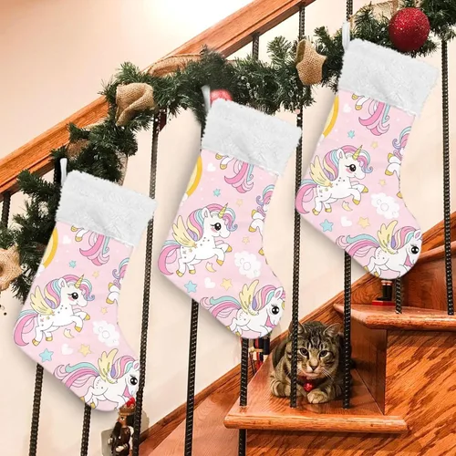 Vista 7 de Kigai 1 calcetín de Navidad lindo caballo grande cálido de 18 x 12 pulgadas, decoración de medias de Navidad colgantes para la familia, adornos