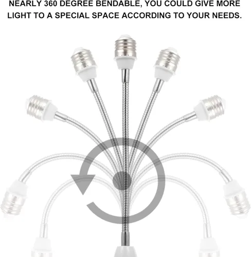 Vista 4 de Extensor de enchufe de luz flexible E27/Extensor de bombilla ajustable para accesorios de iluminación del hogar/Soporte de enchufe de luz LED, etc.