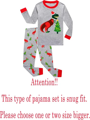 Vista 2 de Family Feeling Dinosaur Little Boys Kids Pajamas Sets 100% Cotton Long sleeve Pjs