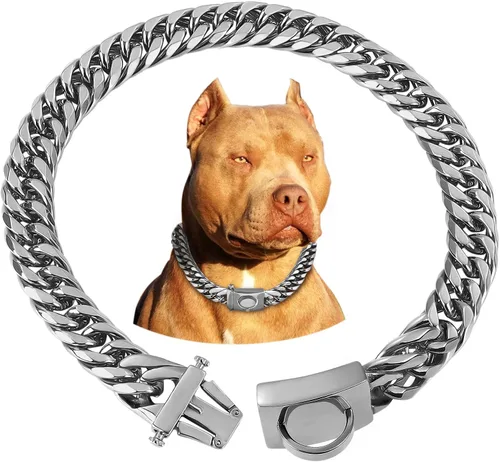 Vista 7 de BAOBOTE Collar de perro de cadena de oro, collar de eslabones cubanos Dorado