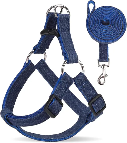 Vista 24 de Juego de arnés para perro con correa y collar de corbatín - Arnés para cachorro a cuadros beige, a prueba de escape, chaleco ajustable sin tirones